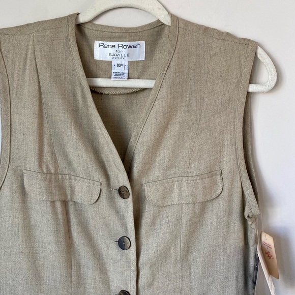 Rena Rowan Saville Petite Jute Key Largo Safari Beige Vest Size 10P - Picture 4 of 17